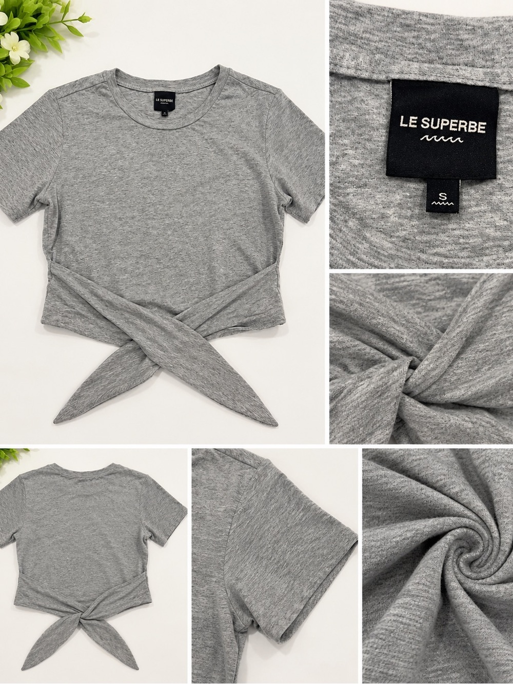 Le Superbe Women's Gray Twist-Front Crop Top